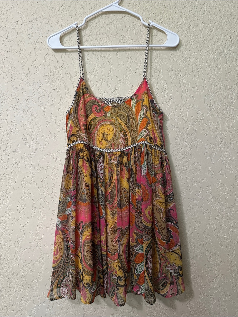 Ark & Co women’s Paisley Spaghetti-Strap Dress in Pink, Yellow & Orange S